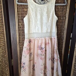 Rue21 Kids Floral Lace Dress - Cream and Pink